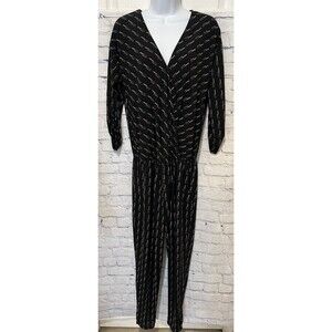 Peyton Jensen Evereve Womens Leona Surplice Jumpsuit Black Elastic Waist Small